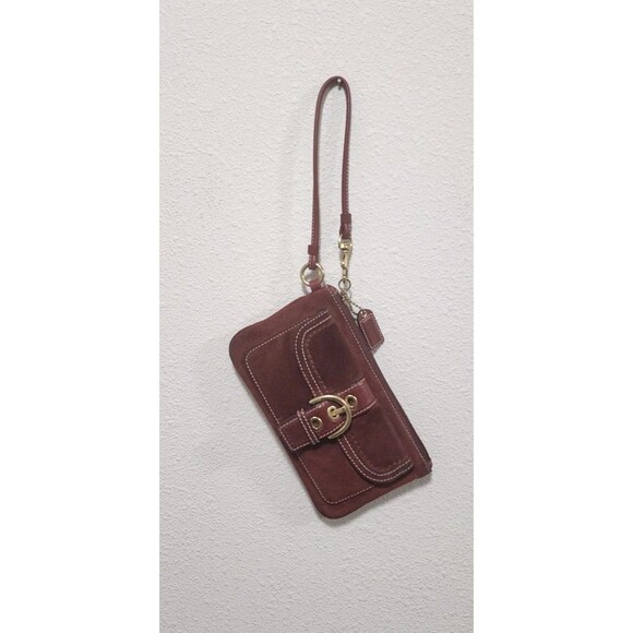 COACH Soho Leather Wristlet Clutch Snap Front Flap Pocket w/ Buckle Burgundy C7 - Picture 4 of 7